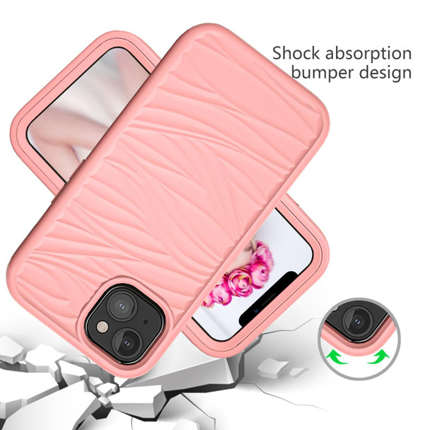 Wave Pattern 3 in 1 Silicone + PC Shockproof Protective Case - iPhone 13(Rose Gold)