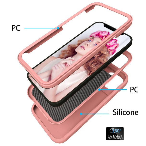 Wave Pattern 3 in 1 Silicone + PC Shockproof Protective Case - iPhone 13(Rose Gold)