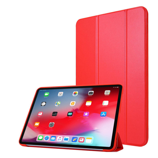 3-folding Horizontal Flip PU Leatherette + Honeycomb TPU Shockproof Tablet Case with Holder - iPad Pro 11 2021(Red)