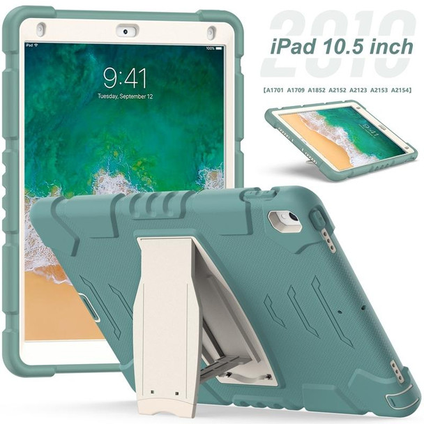 3-Layer Protection  Screen Frame + PC + Silicone Shockproof Combination Case with Holder - iPad Pro 10.5 (2019) / (2017)(Emerald Green)