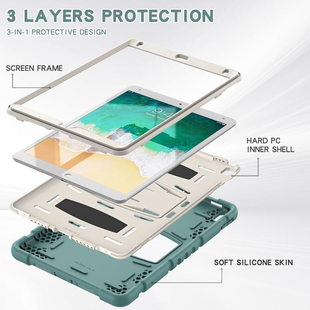 3-Layer Protection  Screen Frame + PC + Silicone Shockproof Combination Case with Holder - iPad Pro 10.5 (2019) / (2017)(Emerald Green)