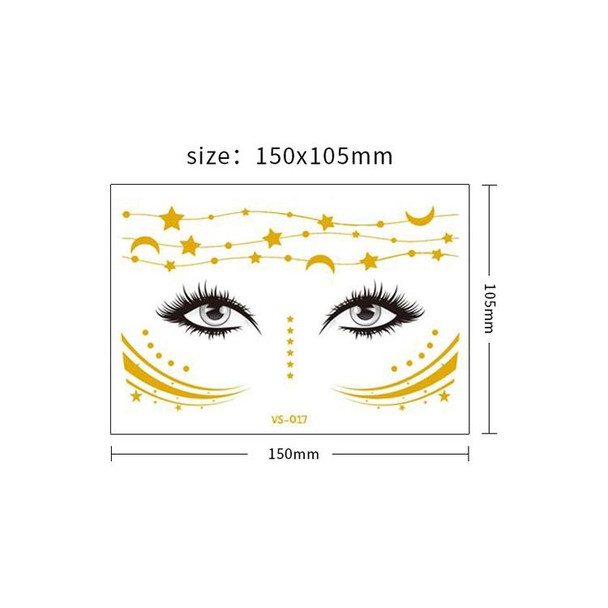 20 PCS Waterproof Bronzing Face Tattoo Stickers Party Masquerade Face Stickers(VS-018)