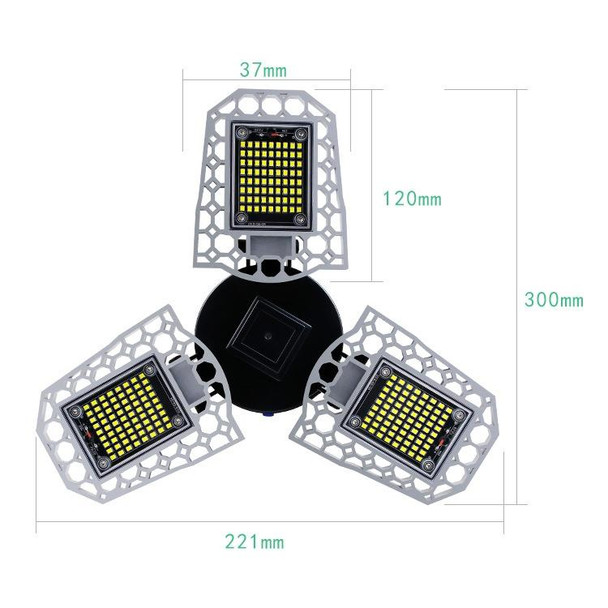 80W LED Industrial Mining Light Waterproof Light Sensor Folding Tri-Leaf Garage Lamp(Warm White Light)