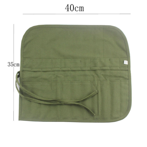 2 PCS 22 Hole Pen Curtain Storage Bag Watercolor Pen Canvas Storage Bag(Army Green)