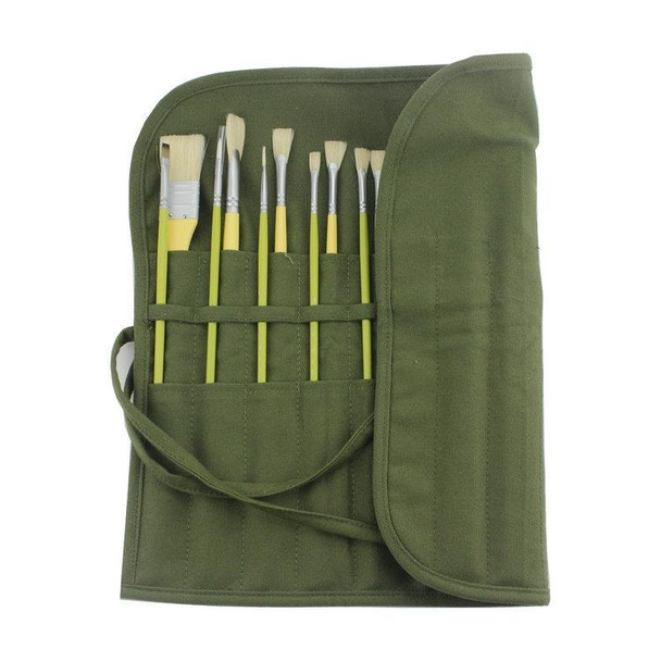 2 PCS 22 Hole Pen Curtain Storage Bag Watercolor Pen Canvas Storage Bag(Army Green)