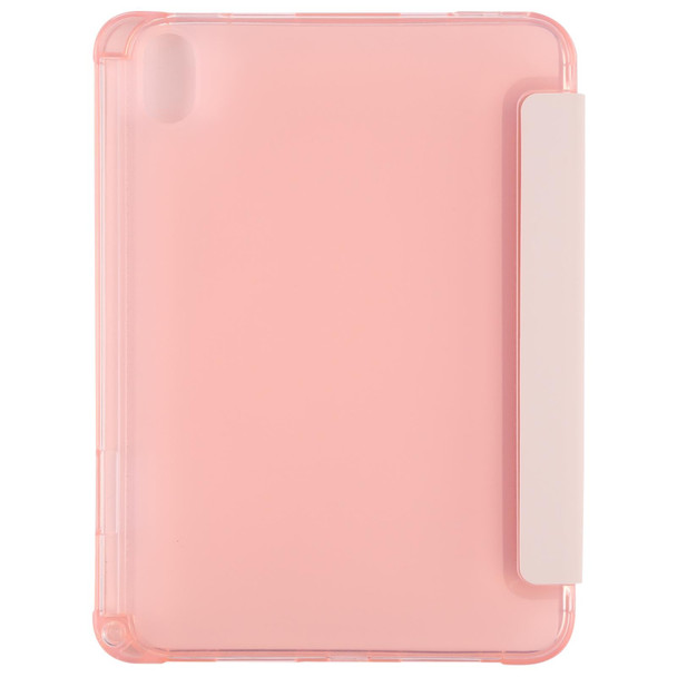 TPU Transparent Back Cover Horizontal Flip Leather Tablet Case with Three-folding Holder & Pen Slot - iPad mini 6(Pink)