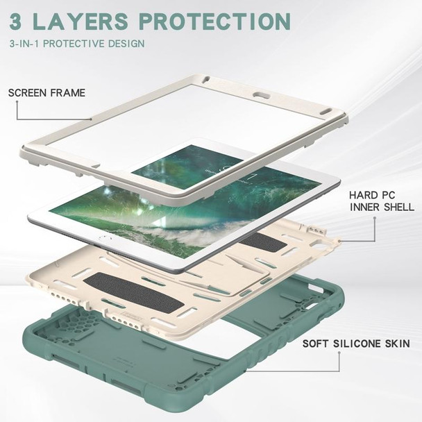 3-Layer Protection  Screen Frame + PC + Silicone Shockproof Combination Case with Holder - iPad 9.7 (2018) / (2017) / Air 2 / Pro 9.7(Emerald Green)