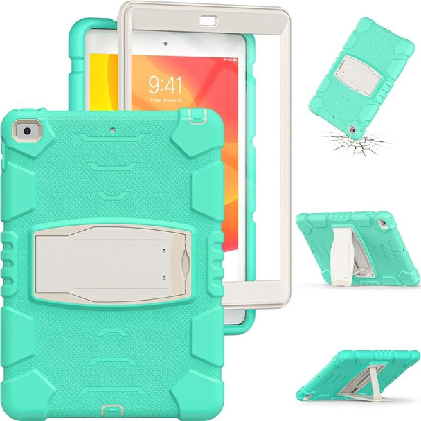 3-Layer Protection Screen Frame + PC + Silicone Shockproof Combination Case with Holder - iPad 10.2 2021 / 2020 / 2019(Mint Green)