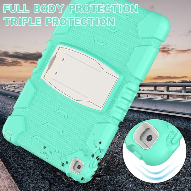 3-Layer Protection Screen Frame + PC + Silicone Shockproof Combination Case with Holder - iPad 10.2 2021 / 2020 / 2019(Mint Green)