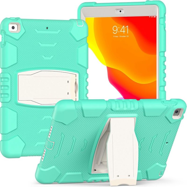 3-Layer Protection Screen Frame + PC + Silicone Shockproof Combination Case with Holder - iPad 10.2 2021 / 2020 / 2019(Mint Green)