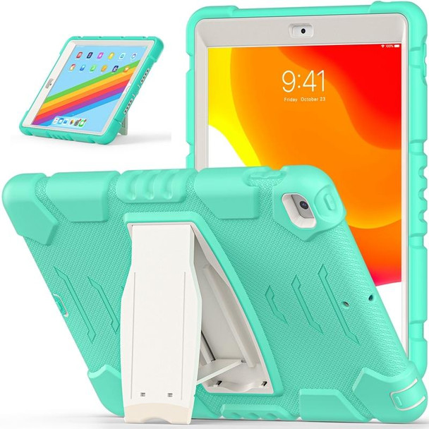 3-Layer Protection Screen Frame + PC + Silicone Shockproof Combination Case with Holder - iPad 10.2 2021 / 2020 / 2019(Mint Green)