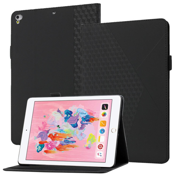 Rhombus Skin Feel Horizontal Flip Tablet Leather Case with Card Slots & Holder & Sleep / Wake-up Function - iPad 9.7 2018 / 2017(Black)