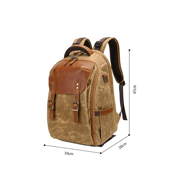 K805 Waterproof Batik Canvas Camera Backpack Outdoor Liner Shoulder Photography Bag(Khaki)