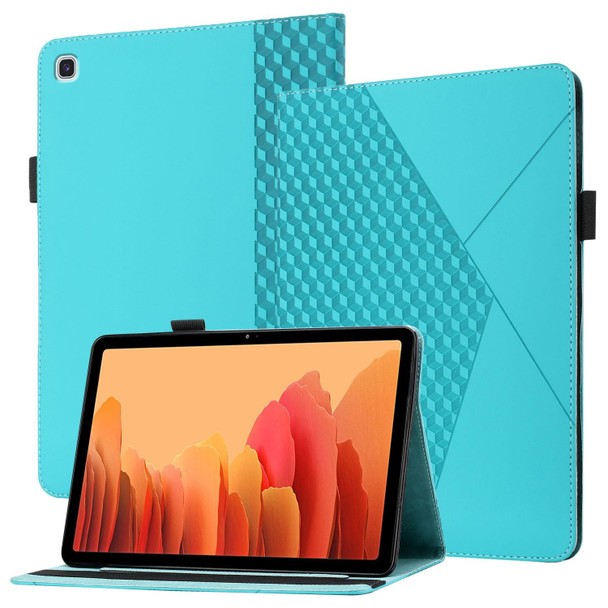 Samsung Galaxy Tab A7 10.4 2020 T500/T505 Rhombus Skin Feel Horizontal Flip Tablet Leather Case with Card Slots & Holder(Lake Blue)