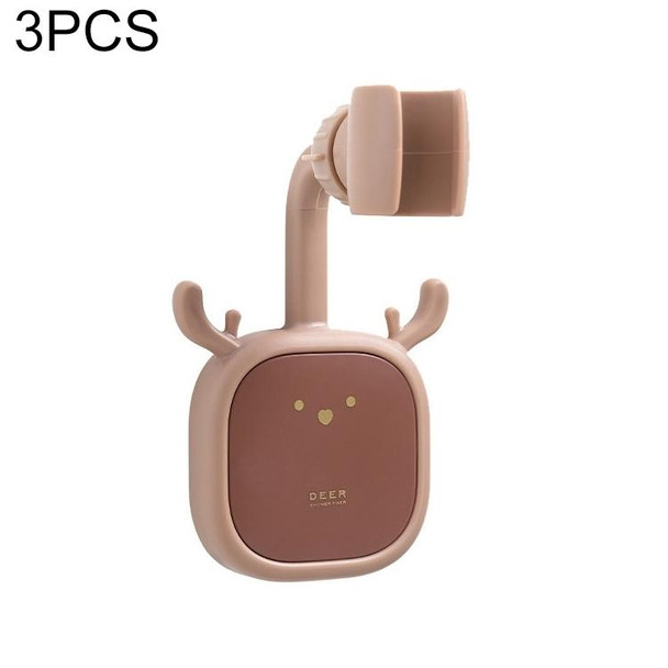 3 PCS SM010 Cute Punch-Free Universal Head Shower Bracket Bathroom Bracket Shower Nozzle Adjustable Fixed Frame(Brown)