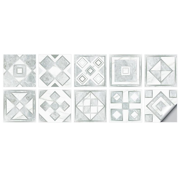 2 Sets Geometric Pattern Staircase Wall Tile Sticker Kitchen Stove Water And Oil Proof Stickers, Specification: L: 20x20cm(HT-013 Silver)