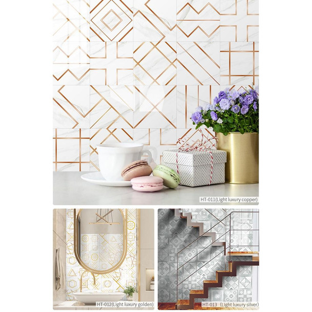 2 Sets Geometric Pattern Staircase Wall Tile Sticker Kitchen Stove Water And Oil Proof Stickers, Specification: L: 20x20cm(HT-013 Silver)