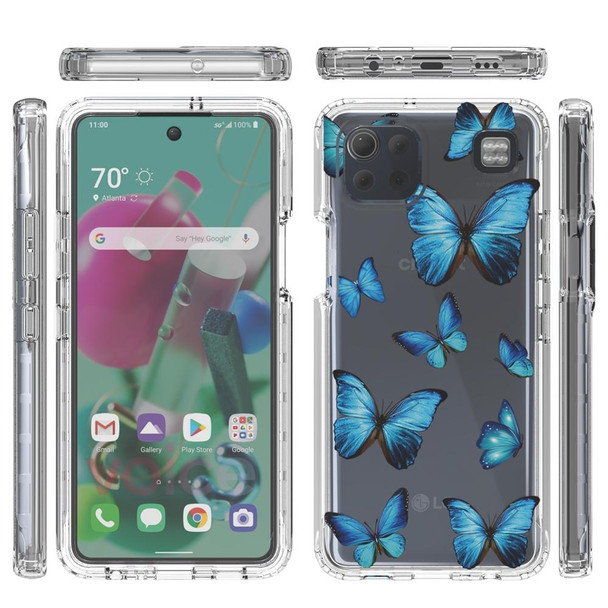 LG K92 5G 2 in 1 High Transparent Painted Shockproof PC + TPU Protective Case(Blue Butterfly)