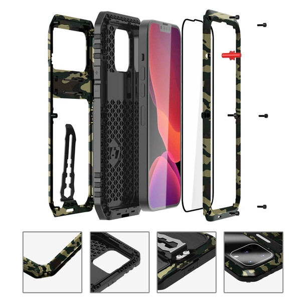 Armor Shockproof Splash-proof Dust-proof Phone Case with Holder - iPhone 13(Camouflage)