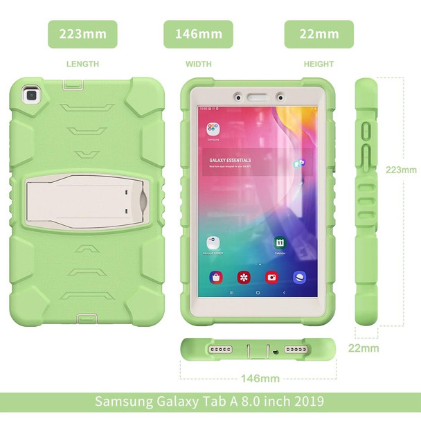 Samsung Galaxy Tab A8.0 2019 T290 3-Layer Protection Screen Frame + PC + Silicone Shockproof Combination Case with Holder(Matcha Green)