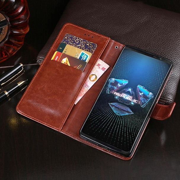 Asus ROG Phone 5 idewei Crazy Horse Texture Horizontal Flip Leatherette Case with Holder & Card Slots & Wallet(Blue)