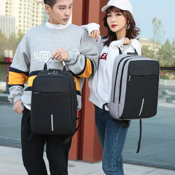 16 inch Men Password Lock Backpack Business Casual Anti-Theft Computer Bag With External USB Port(Light Gray )