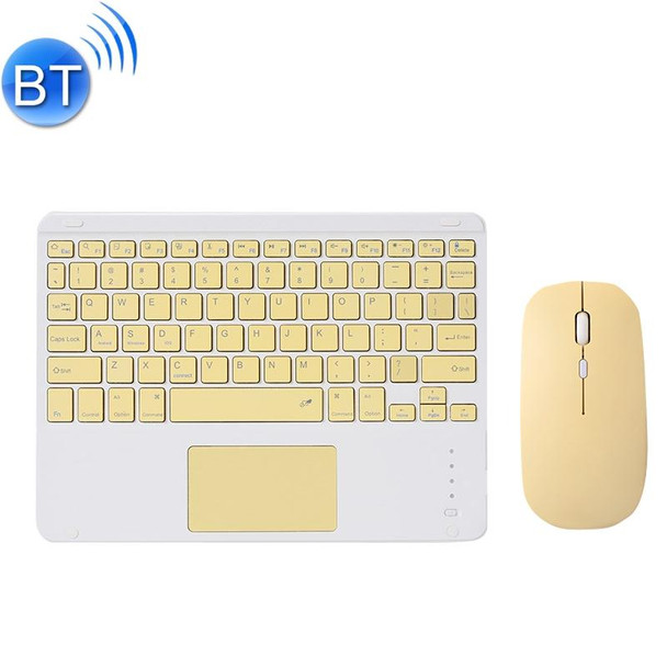 871 9.7 Inch Portable Tablet Bluetooth Keyboard With Touchpad + Mouse Set for iPad(Yellow + Mouse)