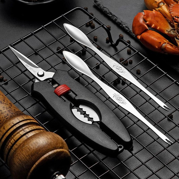 Crab Tool 304 Stainless Steel Crab Fork Crab Scissors Crab Needle,Style: 4 Fork 1 Knife 1 Box