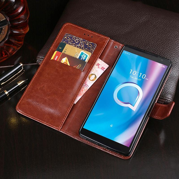 Alcatel 1B 2020 idewei Crazy Horse Texture Horizontal Flip Leatherette Case with Holder & Card Slots & Wallet(Sky Blue)