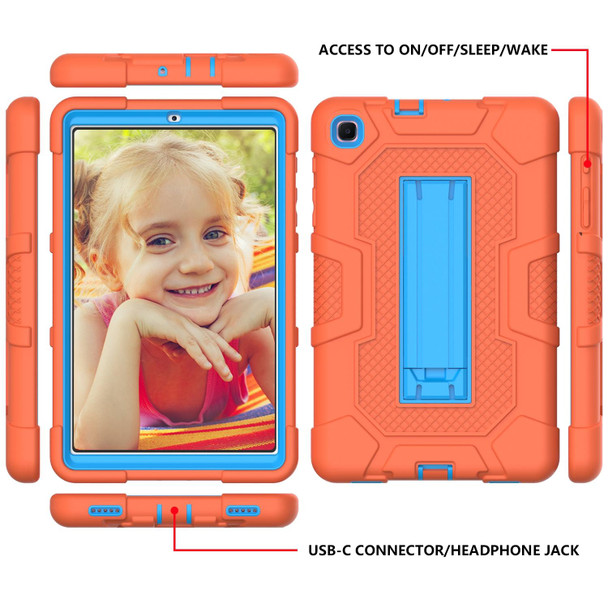 Samsung Galaxy Tab A 8.4 (2020) / T307 Contrast Color Robot Shockproof Silicone + PC Protective Case with Holder(Orange Blue)