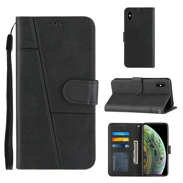 Stitching Calf Texture Buckle Horizontal Flip Leather Case with Holder & Card Slots & Wallet & Lanyard - iPhone XS Max(Black)