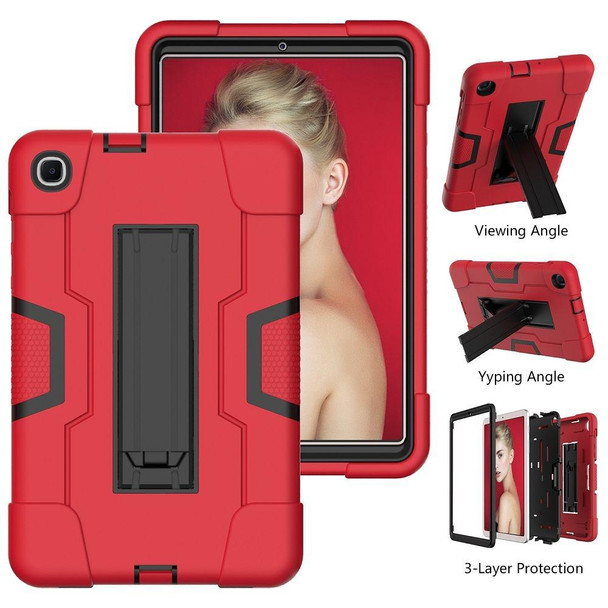 Samsung Galaxy Tab A 8.4 (2020) T307 Contrast Color Robot Shockproof Silicon + PC Protective Case with Holder(Red + Black)