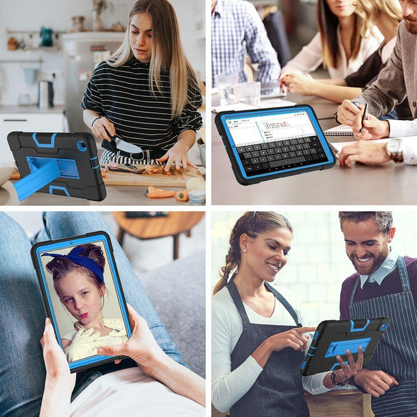 Samsung Galaxy Tab A 8.4 (2020) T307 Contrast Color Robot Shockproof Silicon + PC Protective Case with Holder(Black + Blue)