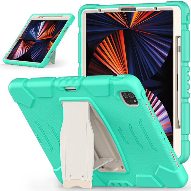 3-Layer Protection  Screen Frame + PC + Silicone Shockproof Combination Tablet Case with Holder - iPad Pro 12.9 2021(Mint Green)