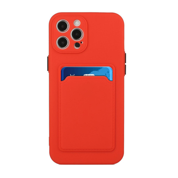 Card Slot Design Shockproof TPU Protective Case - iPhone 12 Pro Max(Red)
