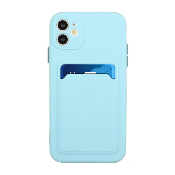 Card Slot Design Shockproof TPU Protective Case - iPhone 12 mini(Sky Blue)