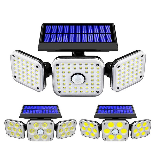 132 COB Solar 3-Head Rotatable Wall Lights Human Sense Outdoor Waterproof Garden Street Light