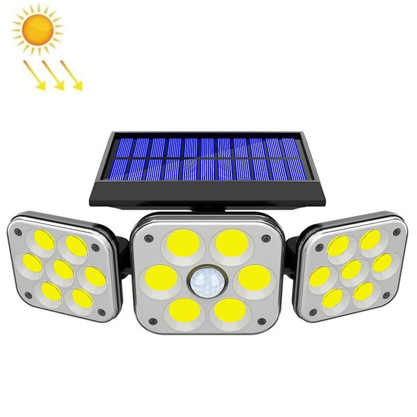 132 COB Solar 3-Head Rotatable Wall Lights Human Sense Outdoor Waterproof Garden Street Light