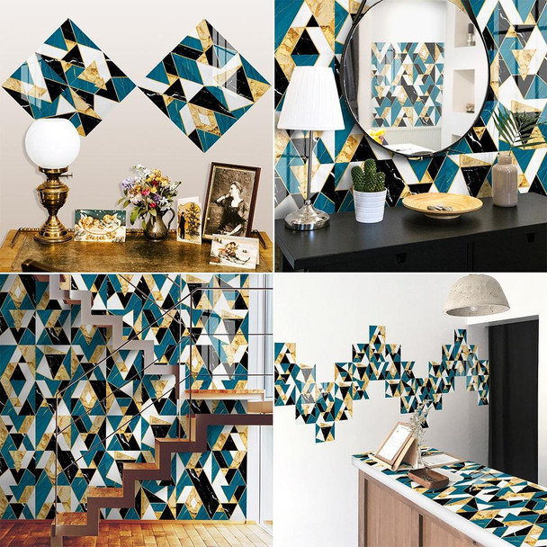 2 Sets Geometric Pattern Staircase Wall Tile Sticker Kitchen Stove Water And Oil Proof Stickers, Specification: L: 20x20cm(HT-016 Black Gold)