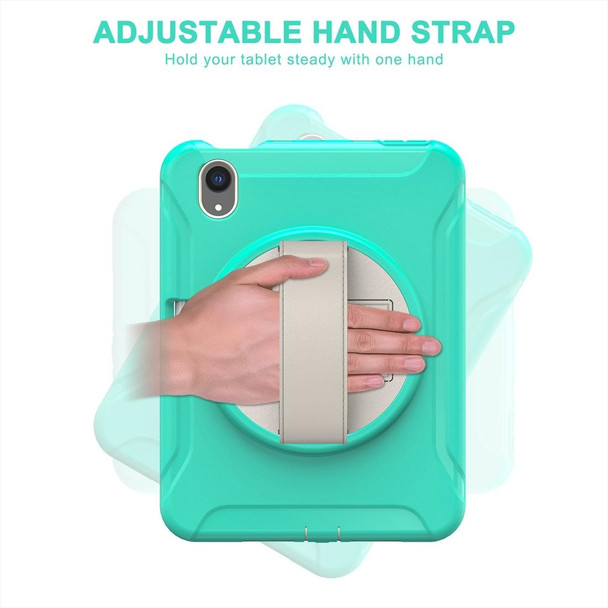 360 Degree Rotation PC + TPU Protective Tablet Case with Holder & Hand-strap - iPad mini 6(Mint Green)