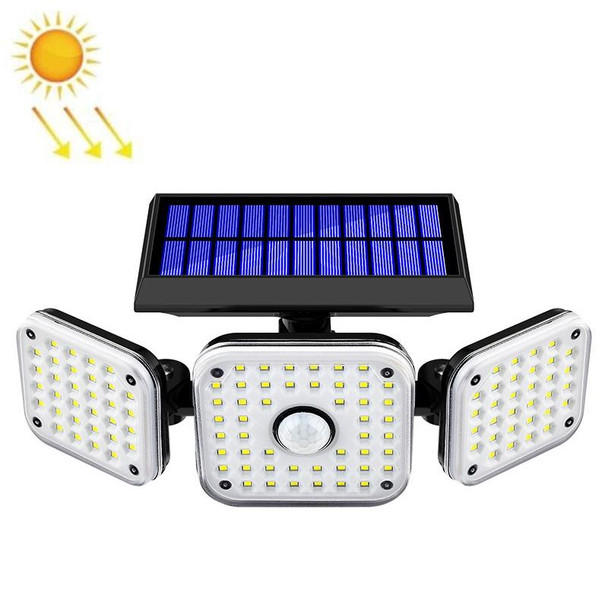 112 LED Solar 3-Head Rotatable Wall Lights Human Sense Outdoor Waterproof Garden Street Light