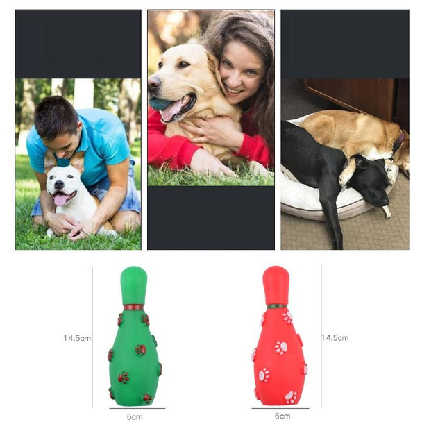 4 PCS Christmas Pet Footprints Bowling Ball Sounding Toy Dog Bite-Resistant Teething Vinyl Toy, Size 14.5x6cm(Green)