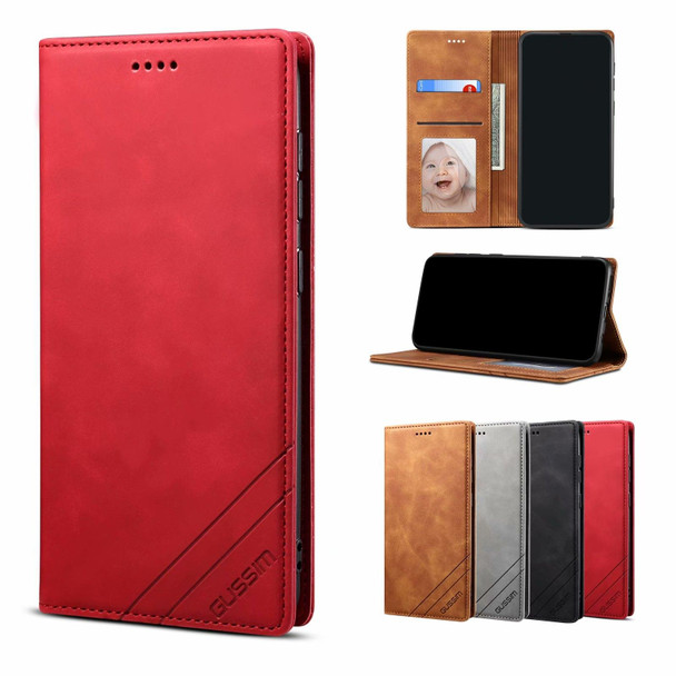 Samsung Galaxy S20 FE GUSSIM GS-001 Business Style Horizontal Flip Skin Feel PU Leather Case with Holder & Card Slots & Wallet & Photo Frame(Red)