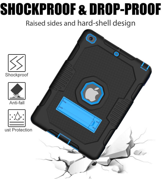 Contrast Color Robot Shockproof Silicone + PC Protective Case with Holder - iPad 9.7 (2017/2018)(Black Blue)