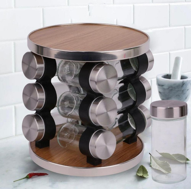 12 Piece Spice Rack with Wooden Stand