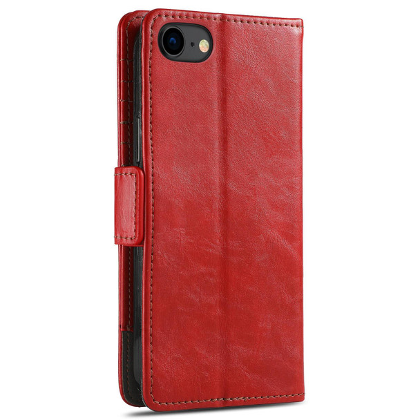 CaseNeo Business Splicing Dual Magnetic Buckle Horizontal Flip PU Leatherette Case with Holder & Card Slots & Wallet - iPhone 7 / 8 / SE(2020)(Red)