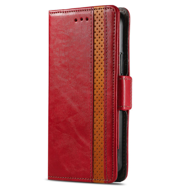 CaseNeo Business Splicing Dual Magnetic Buckle Horizontal Flip PU Leatherette Case with Holder & Card Slots & Wallet - iPhone 7 / 8 / SE(2020)(Red)