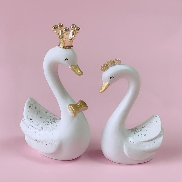 2 Pairs Swan Resin Car Decoration Birthday Cake Tanabata Valentine Day Decoration, Color Classification: Extra Large White