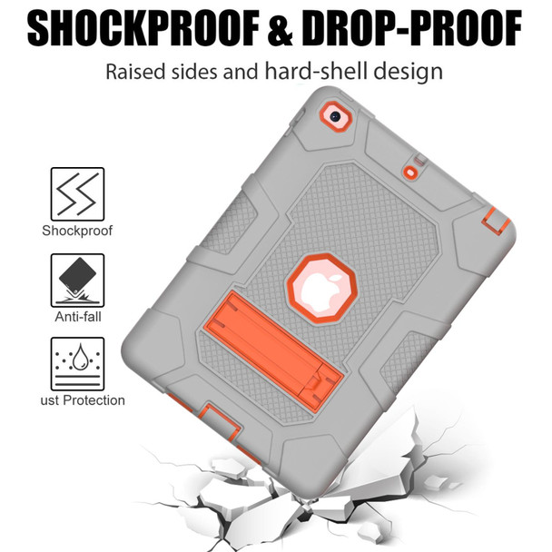 Contrast Color Robot Shockproof Silicone + PC Protective Case with Holder - iPad 9.7 (2018 / 2017)(Grey Orange)