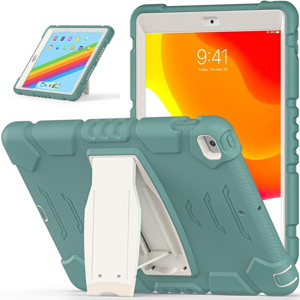 3-Layer Protection Screen Frame + PC + Silicone Shockproof Combination Case with Holder - iPad 10.2 2021 / 2020 / 2019(Emerald Green)